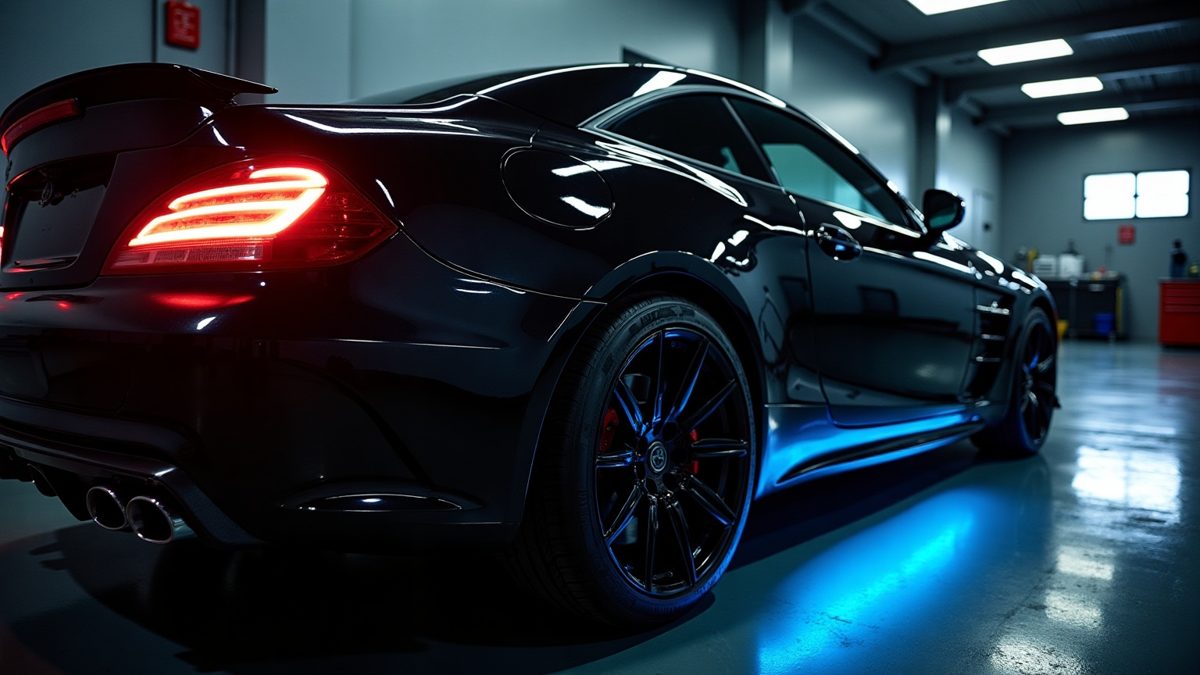 Glossy black car finished at Drew's Auto Reflections